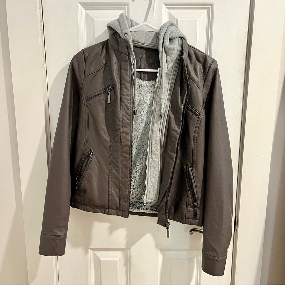 Jou Jou J2 Gray Women's Faux Leather Jacket